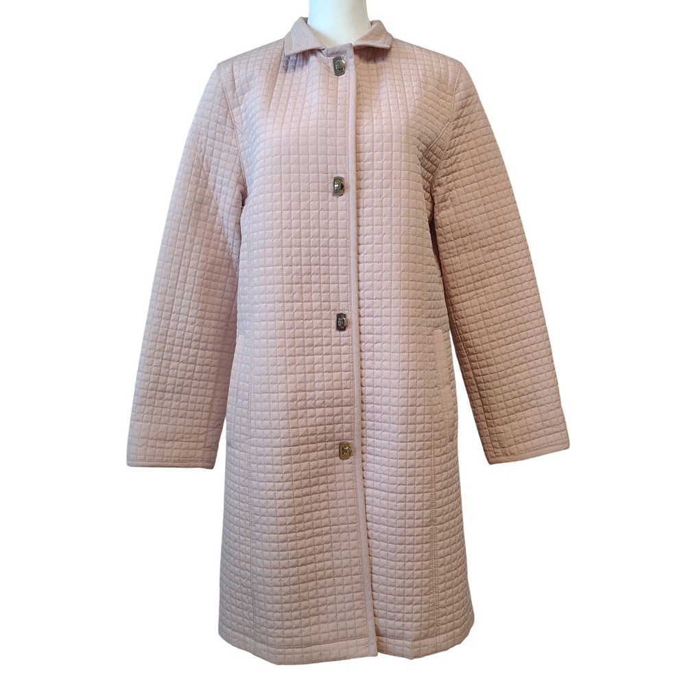 Gallery Women's Coat Size‎ Small Pink Quilted Button Front Long Fall Winter